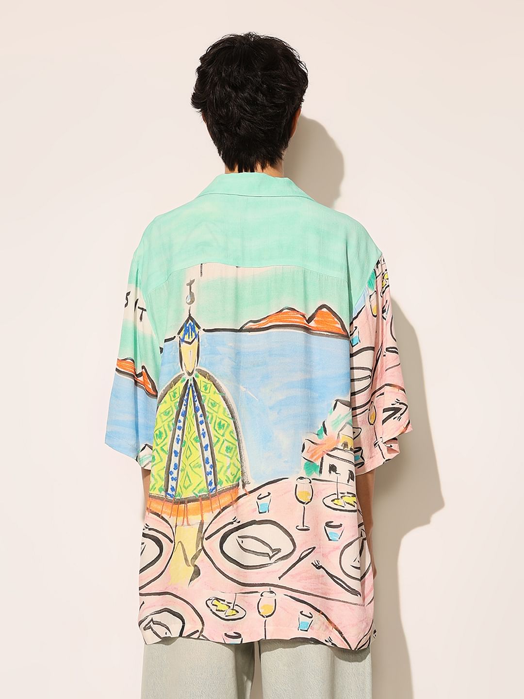 White Printed Oversized Shirt