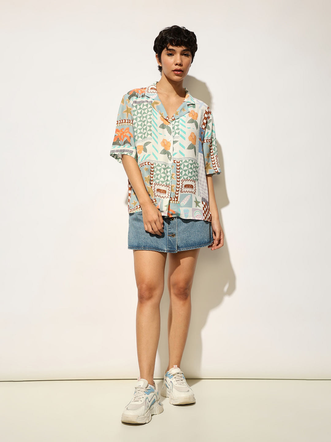 Multi-Colour Printed Viscose Shirt