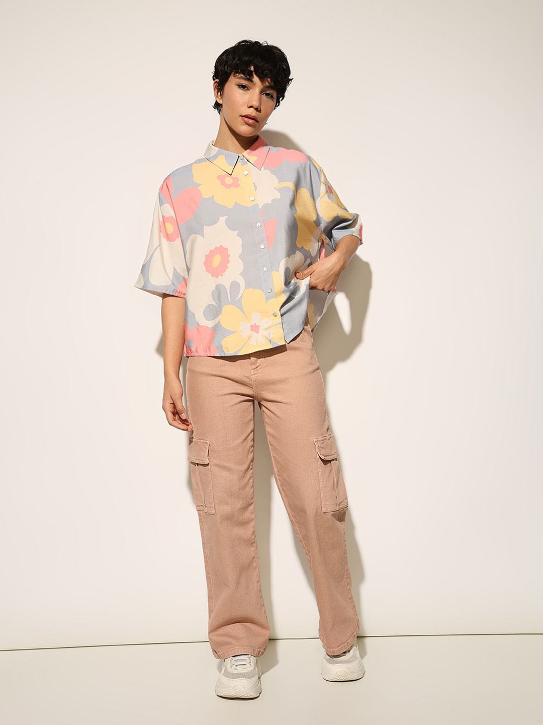 Blue Floral Loose Fit Shirt