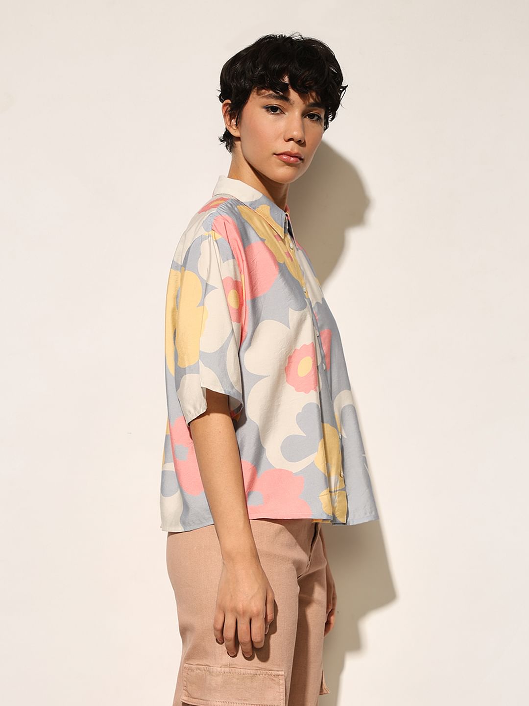 Blue Floral Loose Fit Shirt