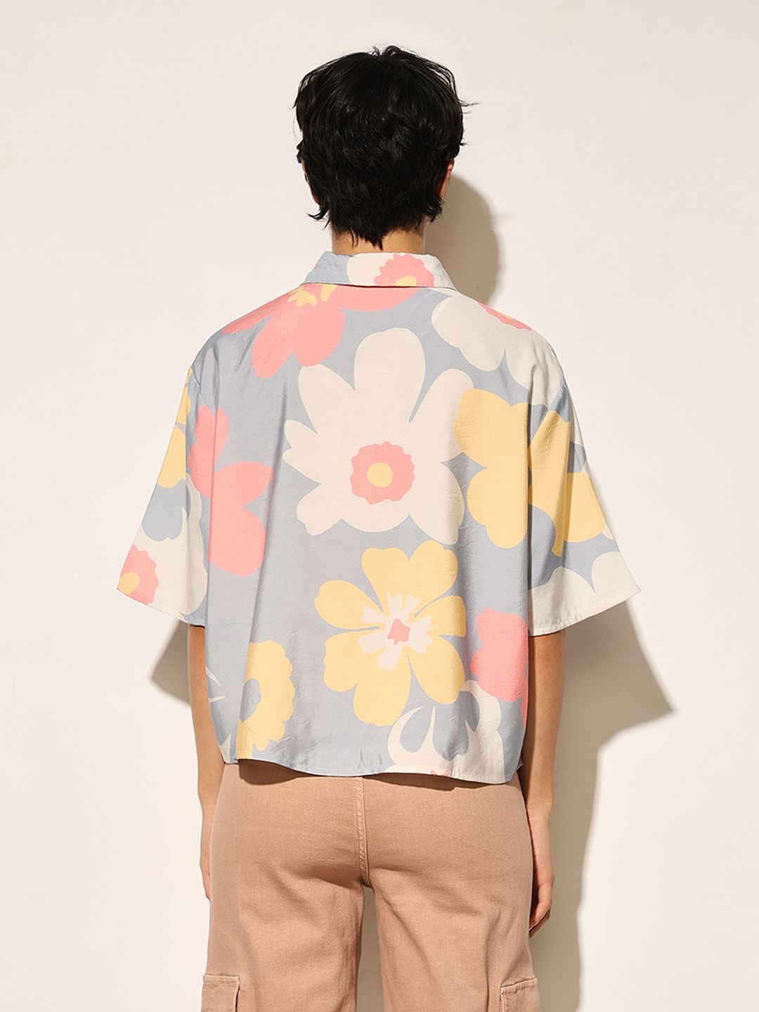 Blue Floral Loose Fit Shirt