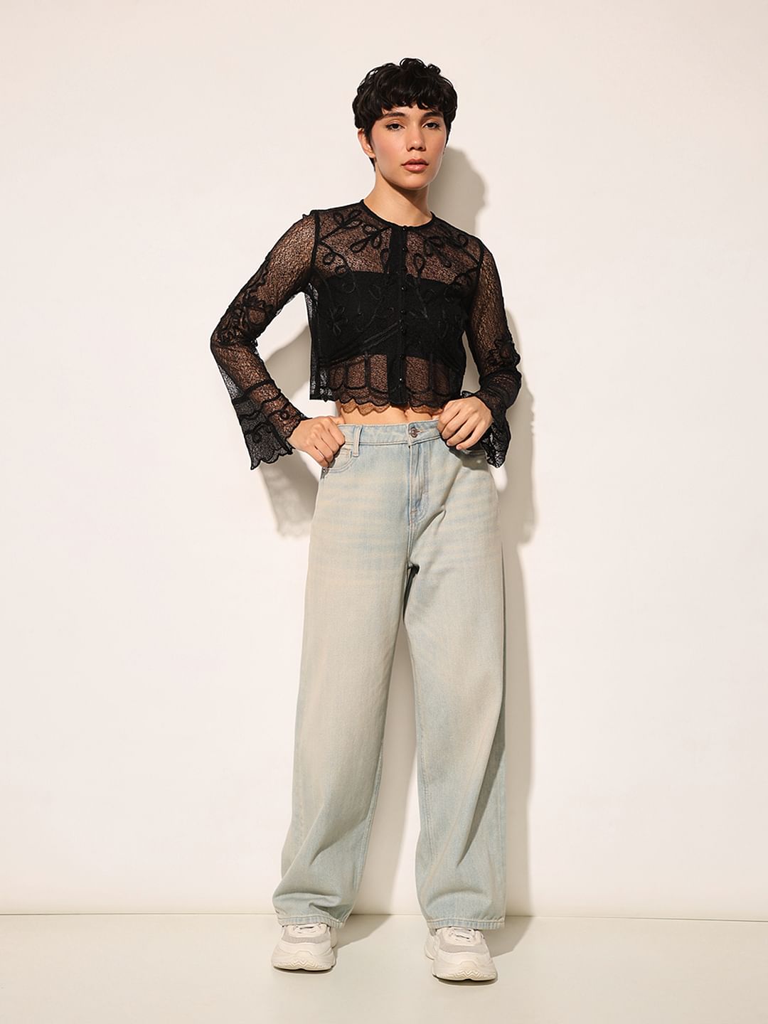 Black Sheer Lace Top