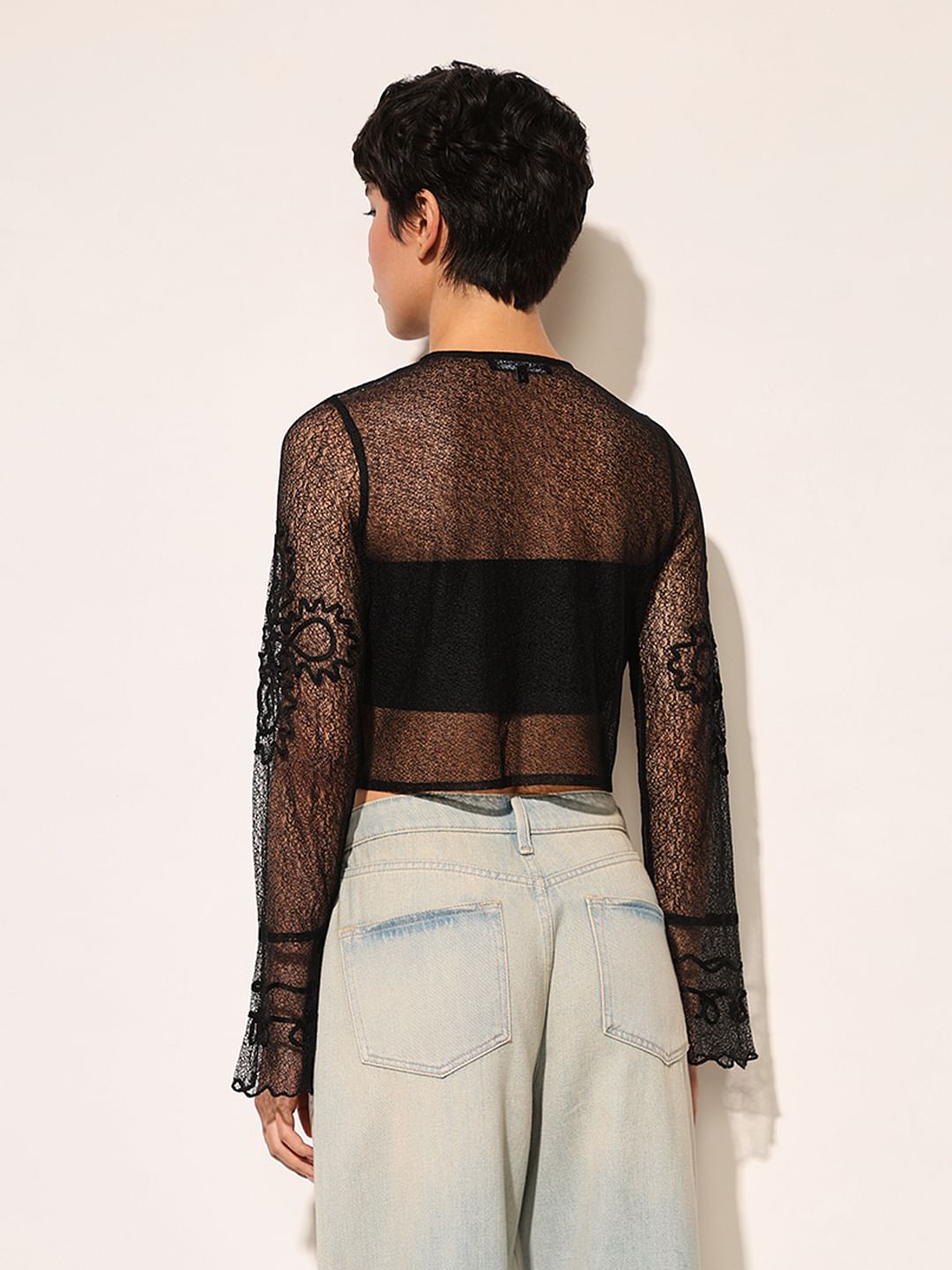 Black Sheer Lace Top