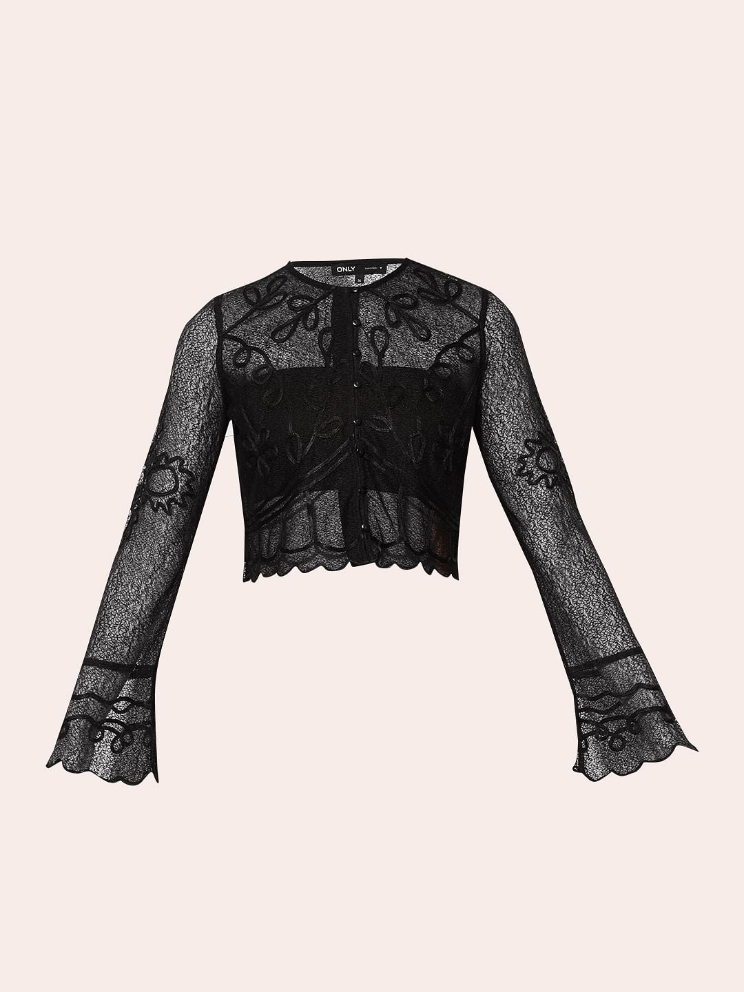 Black Sheer Lace Top