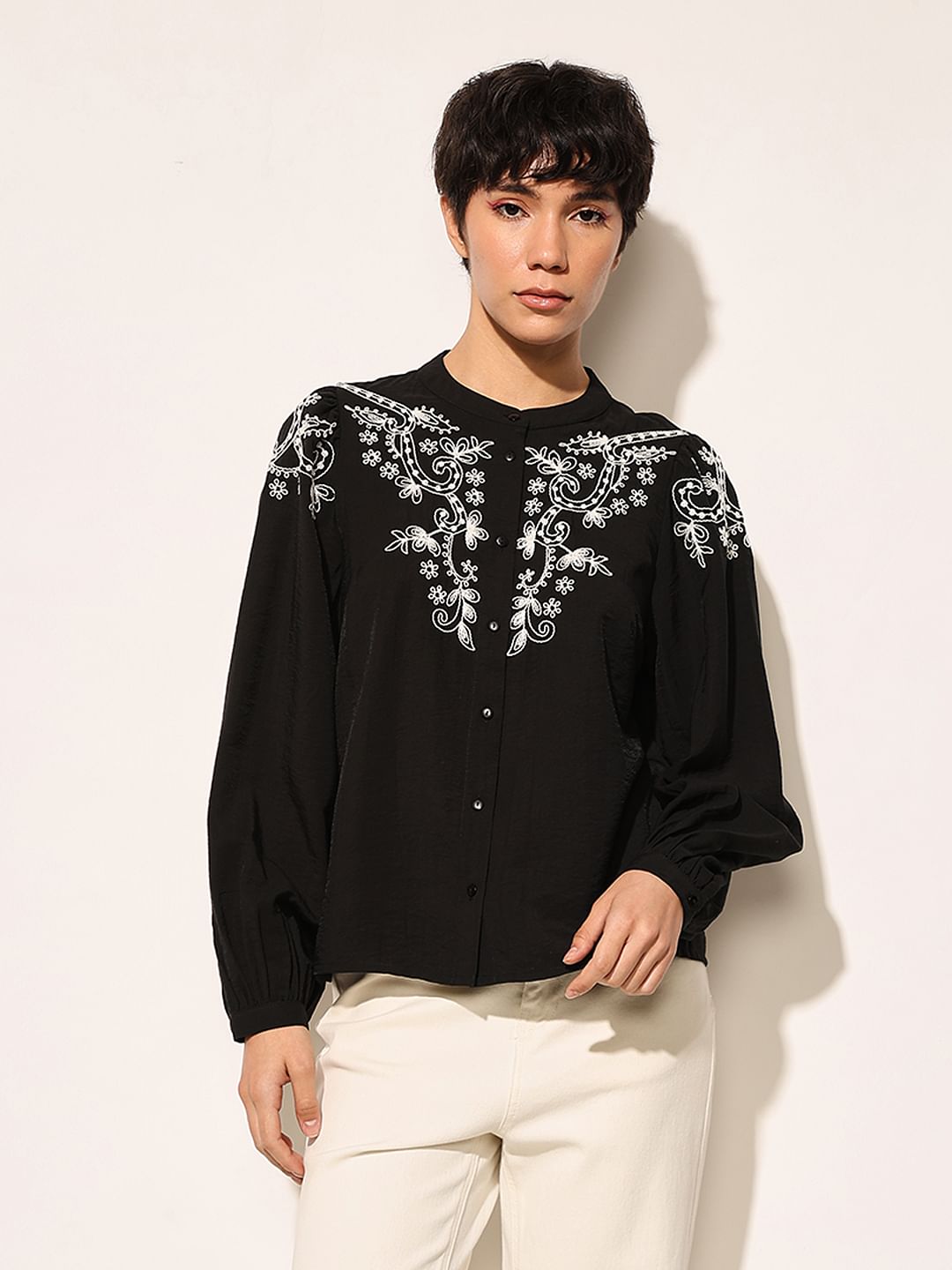 Black Embroidered Top