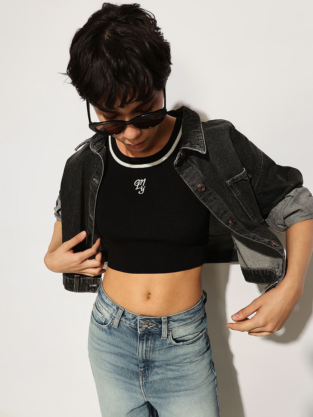 Black Knitted Crop Top