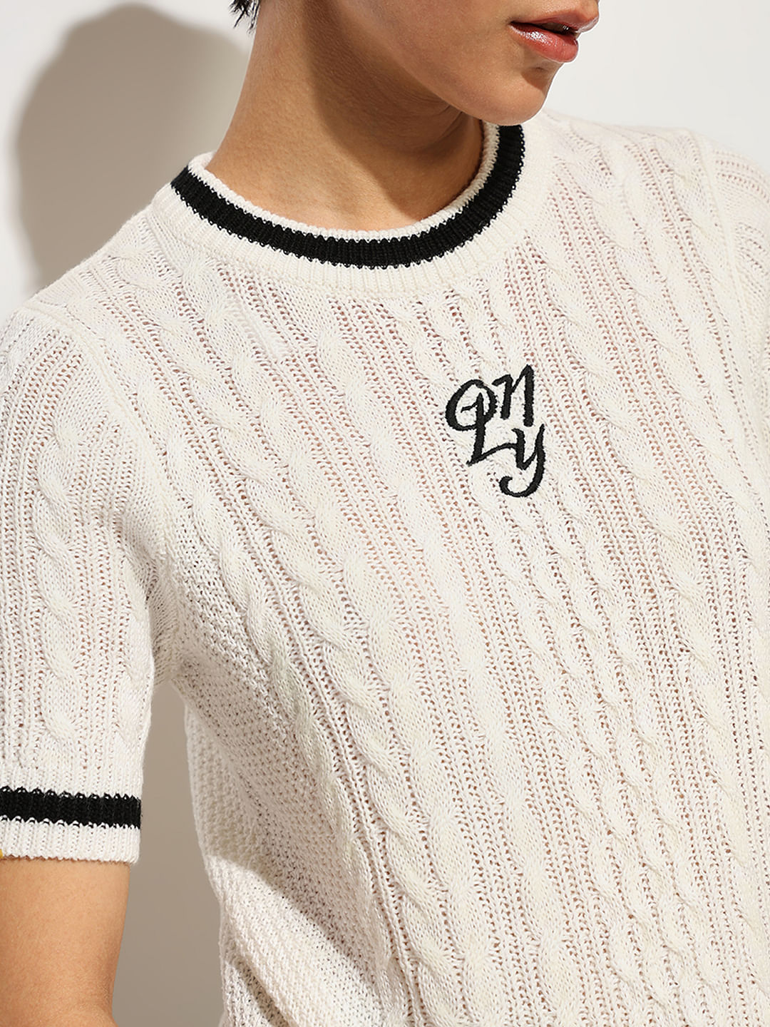 White Cable Knit Top