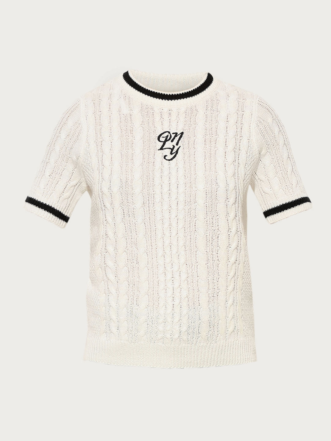 White Cable Knit Top