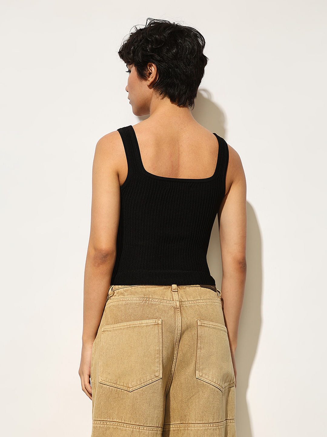 Black Fine Knit Tank Top