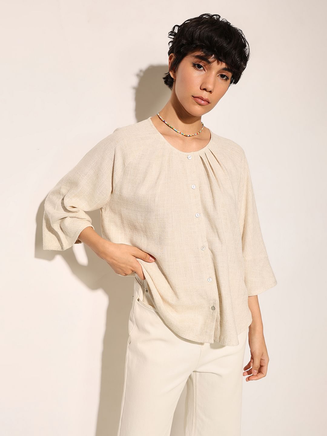 Beige Loose Fit Top