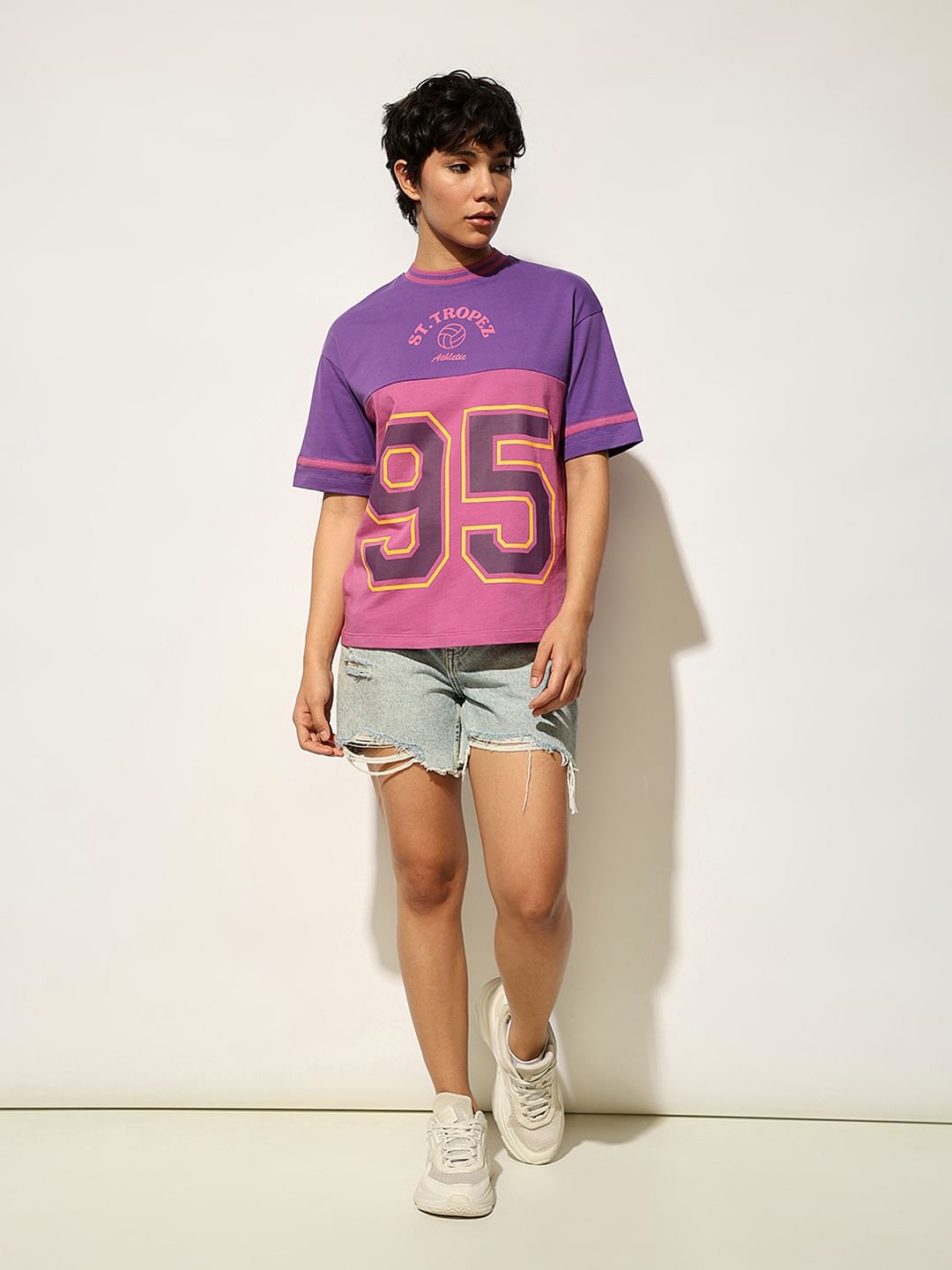 Purple Varsity Cotton T-Shirt