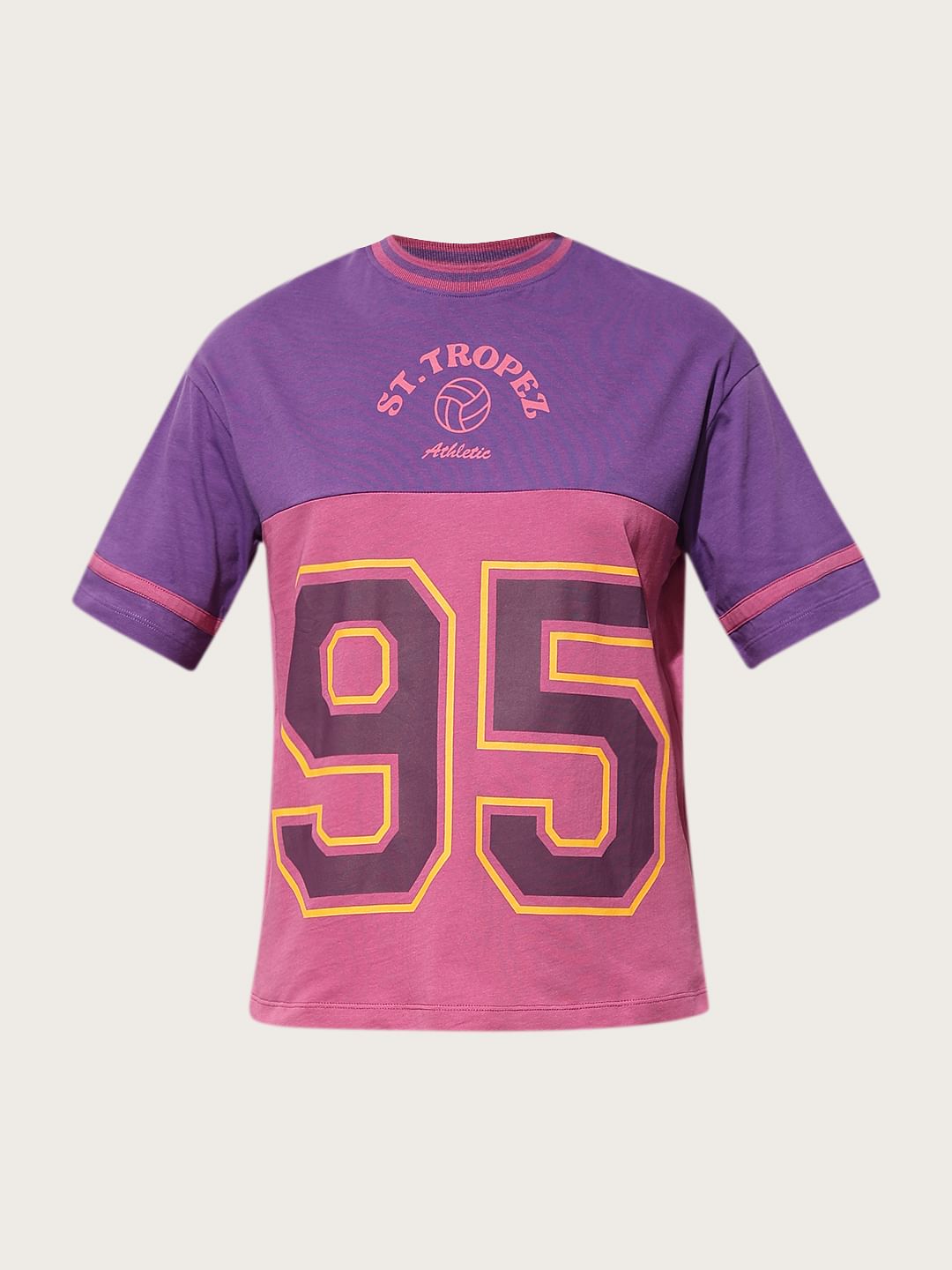 Purple Varsity Cotton T-Shirt