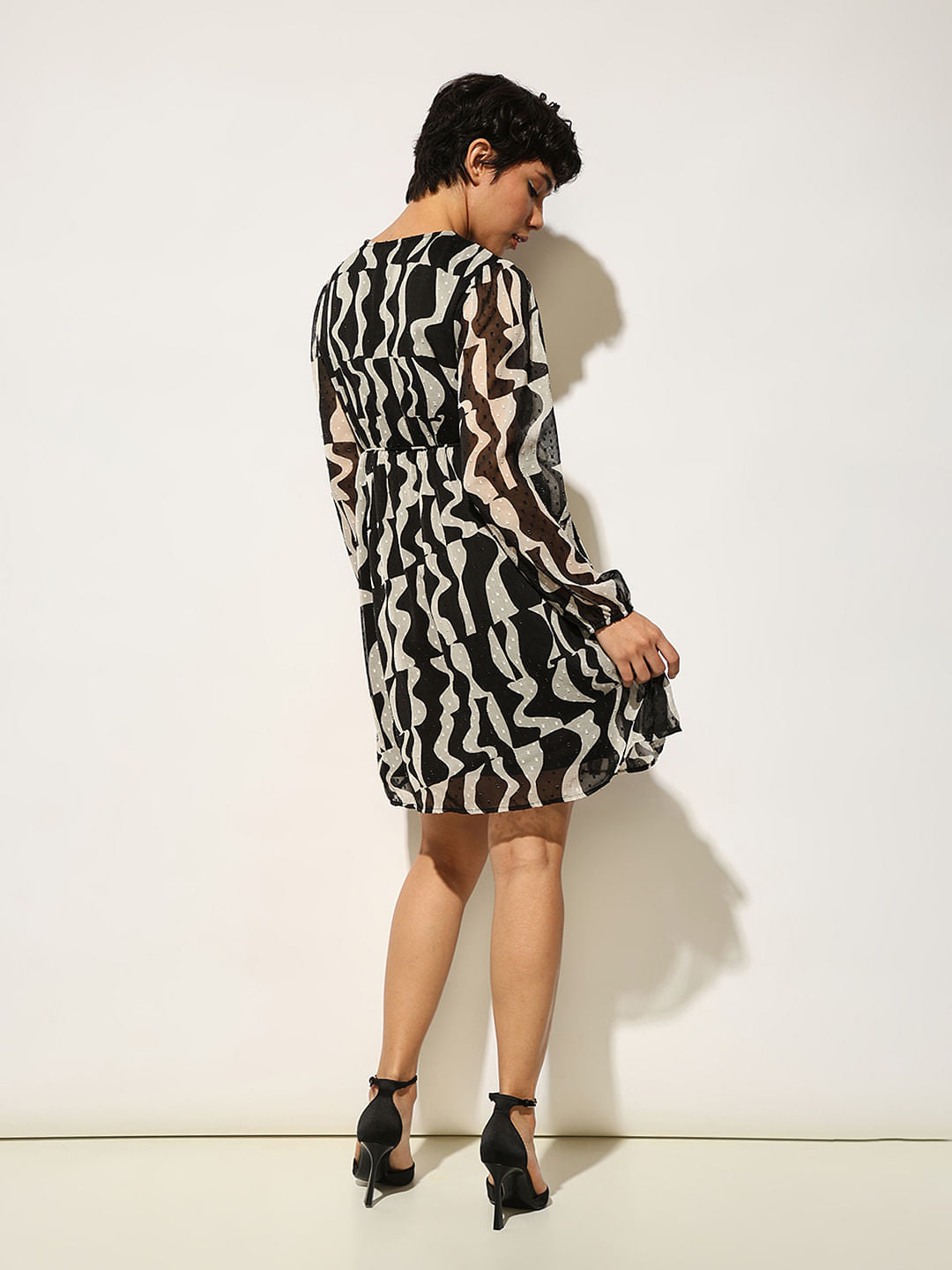 Black Printed Chiffon Dress