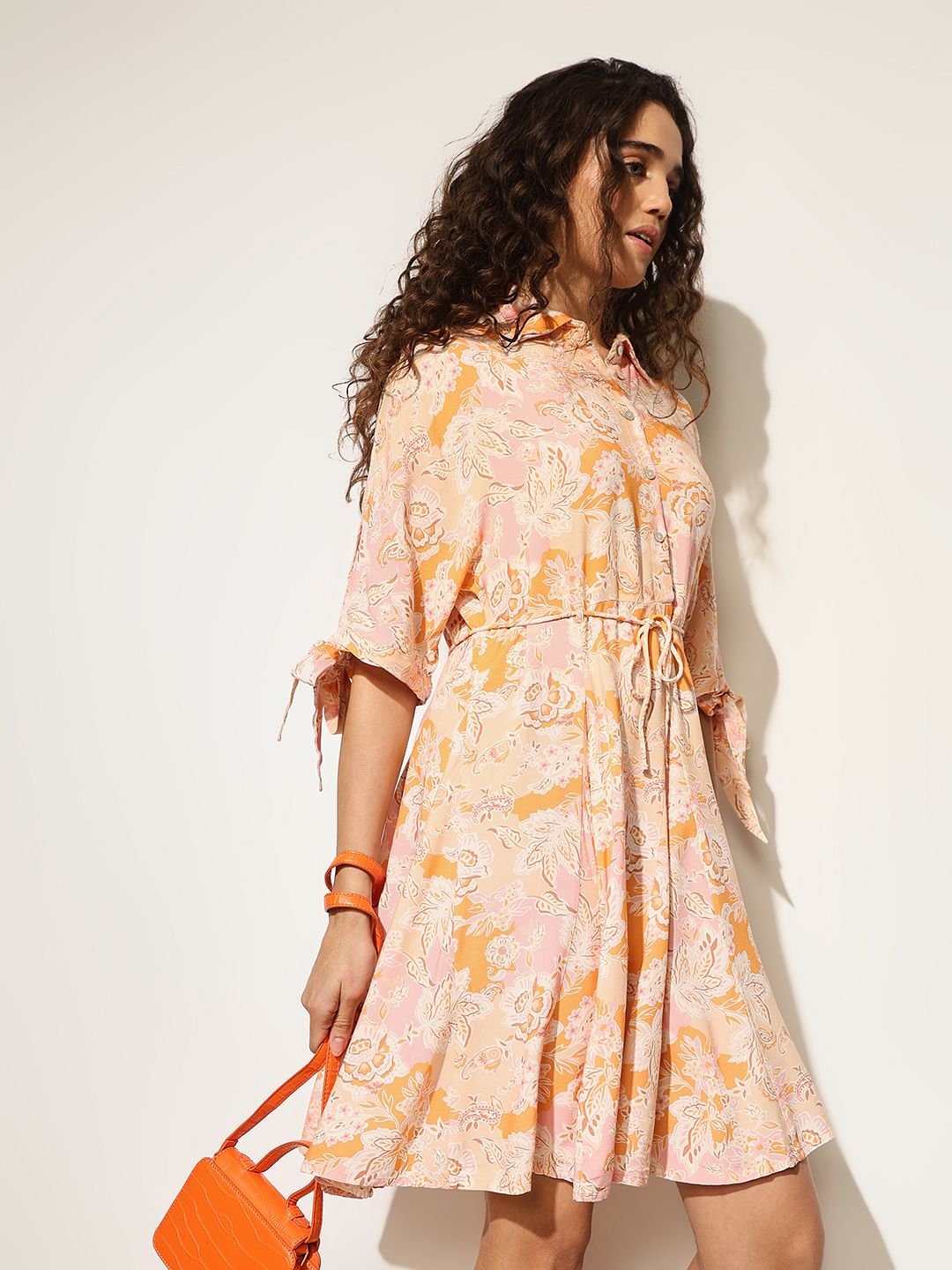 Orange Abstract Print Dress