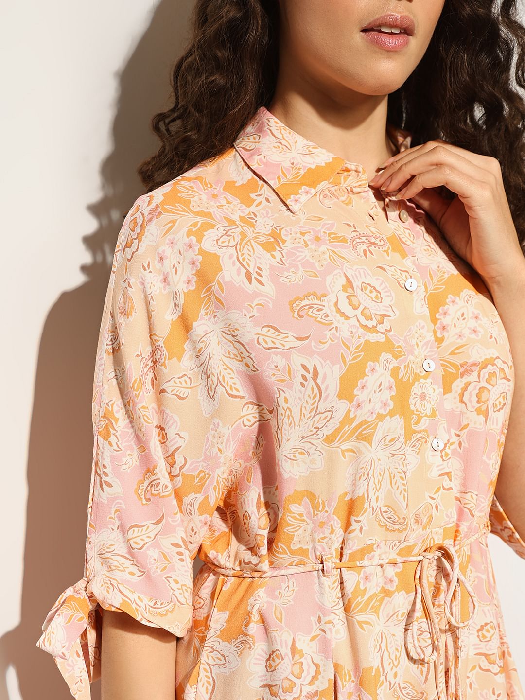 Orange Abstract Print Dress