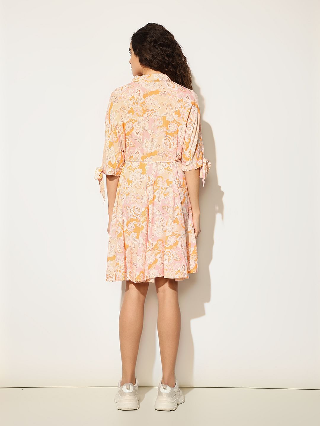 Orange Abstract Print Dress