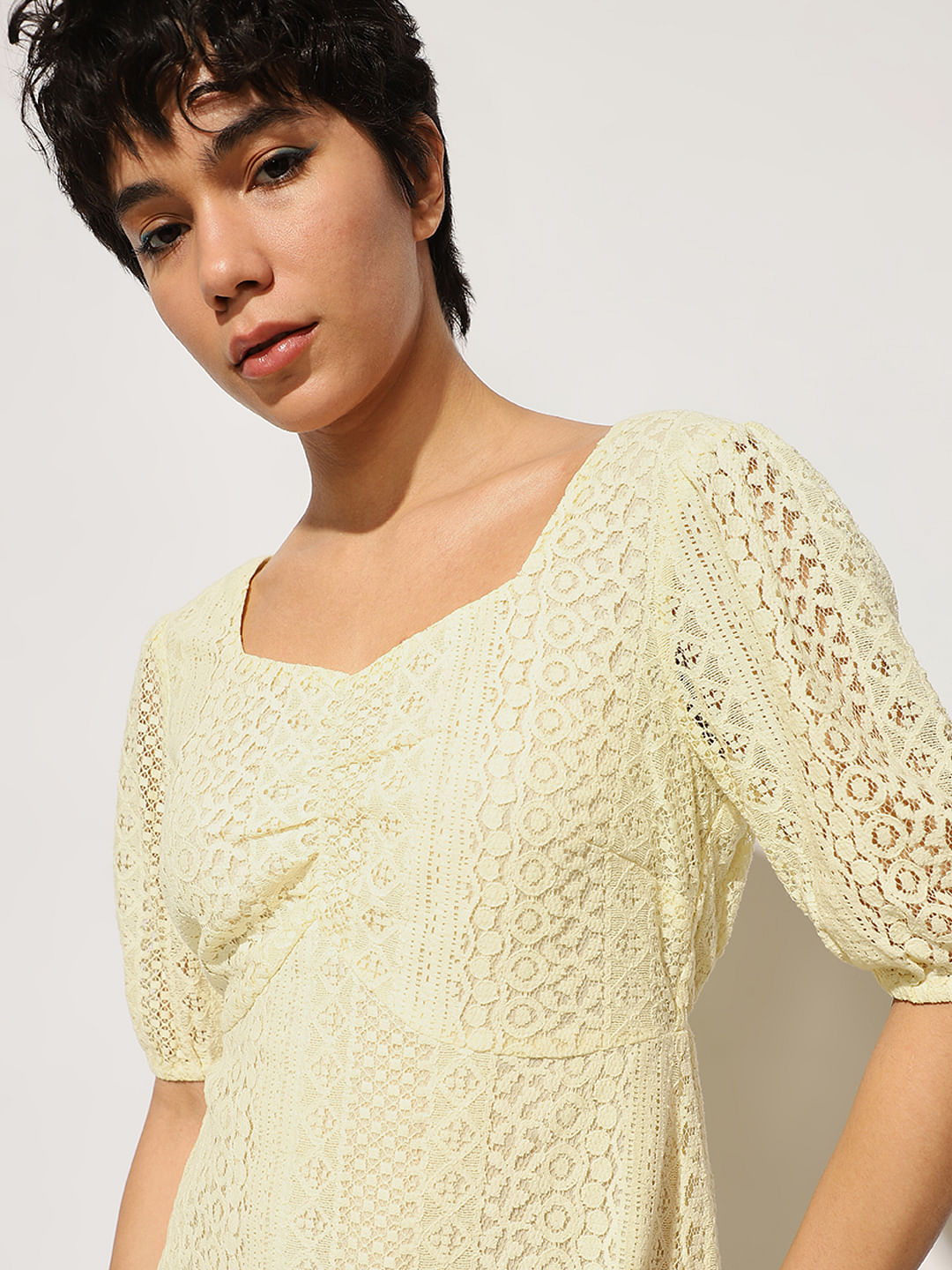 Pale Yellow Lace Dress