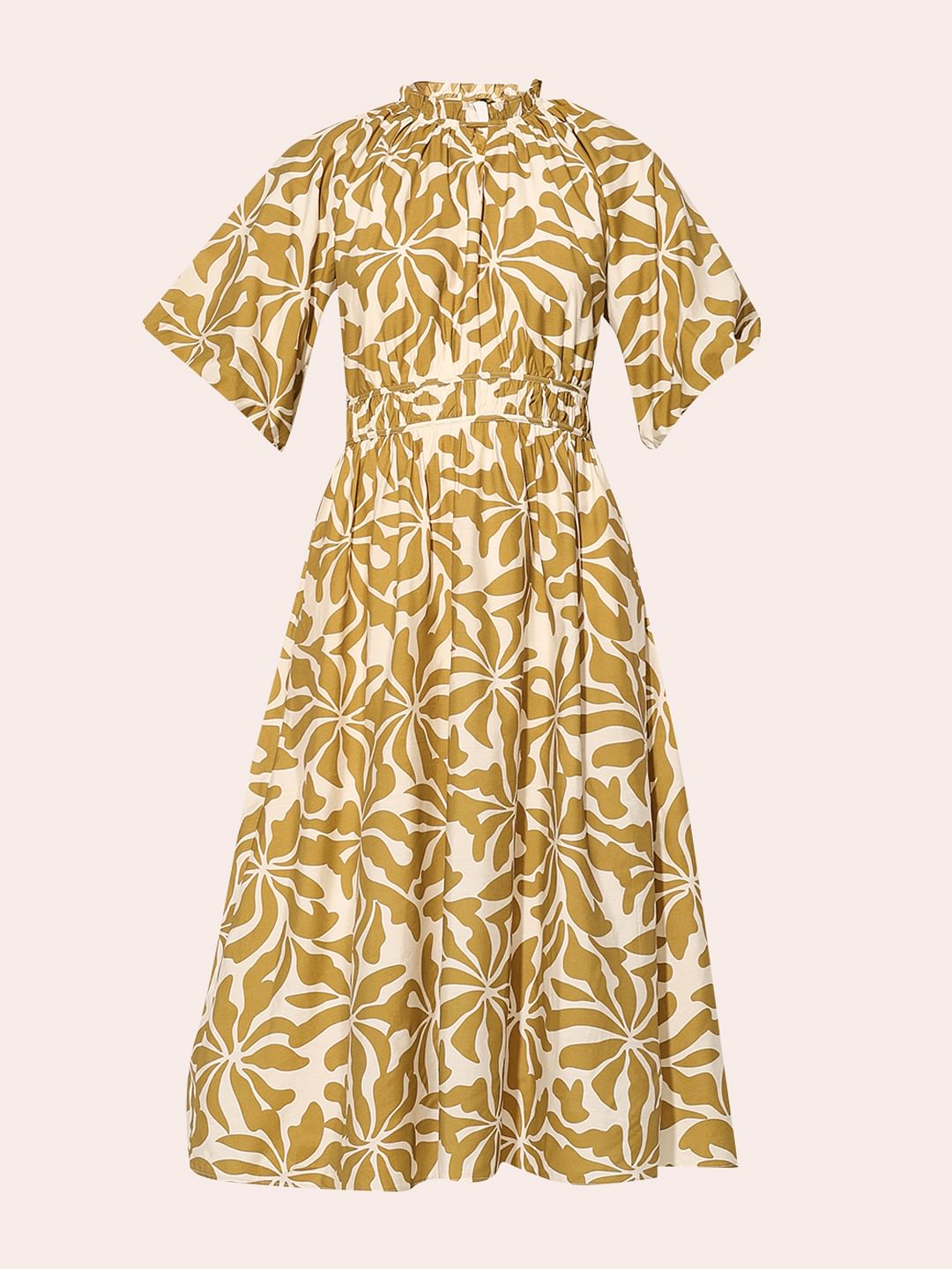 Dark Green Printed Midi Dress