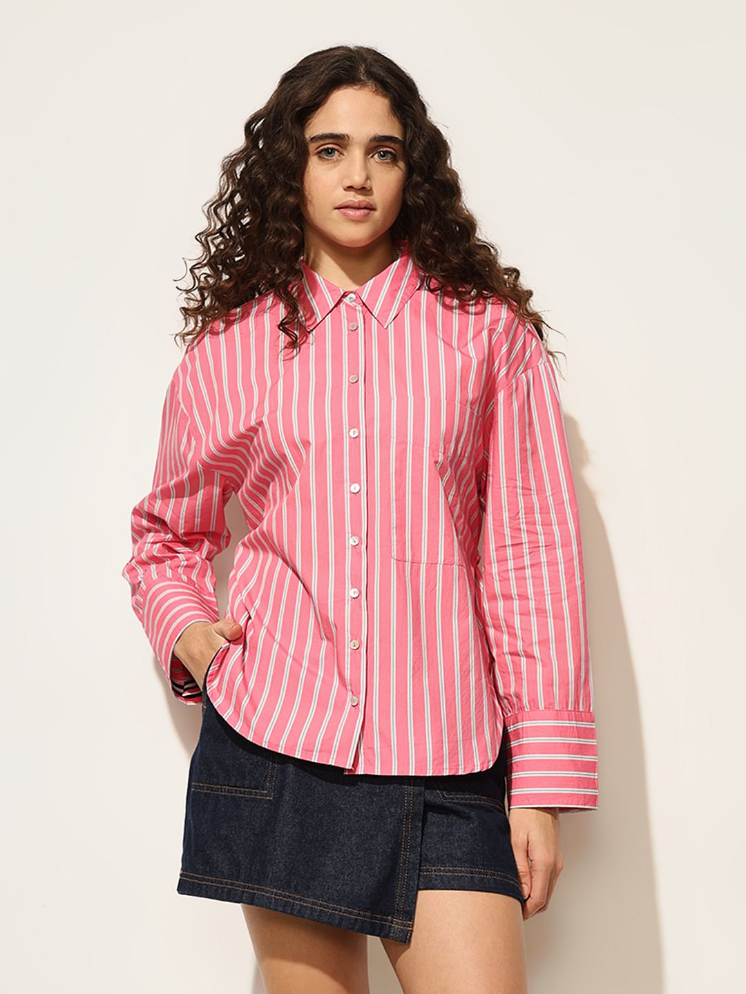 Pink Striped Cotton Shirt