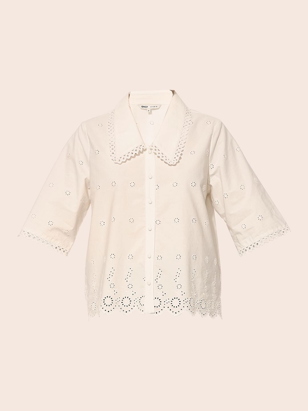 White Flared Sleeves Cotton Shirt