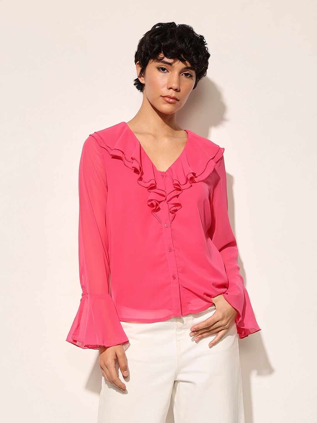 Bright Pink Sheer Shirt