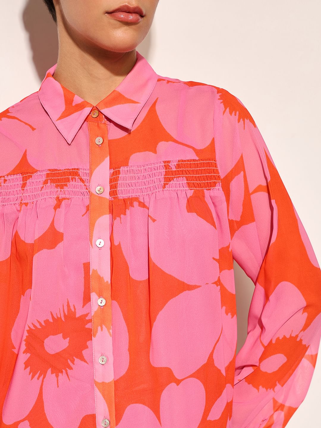 Pink Abstract Print Shirt