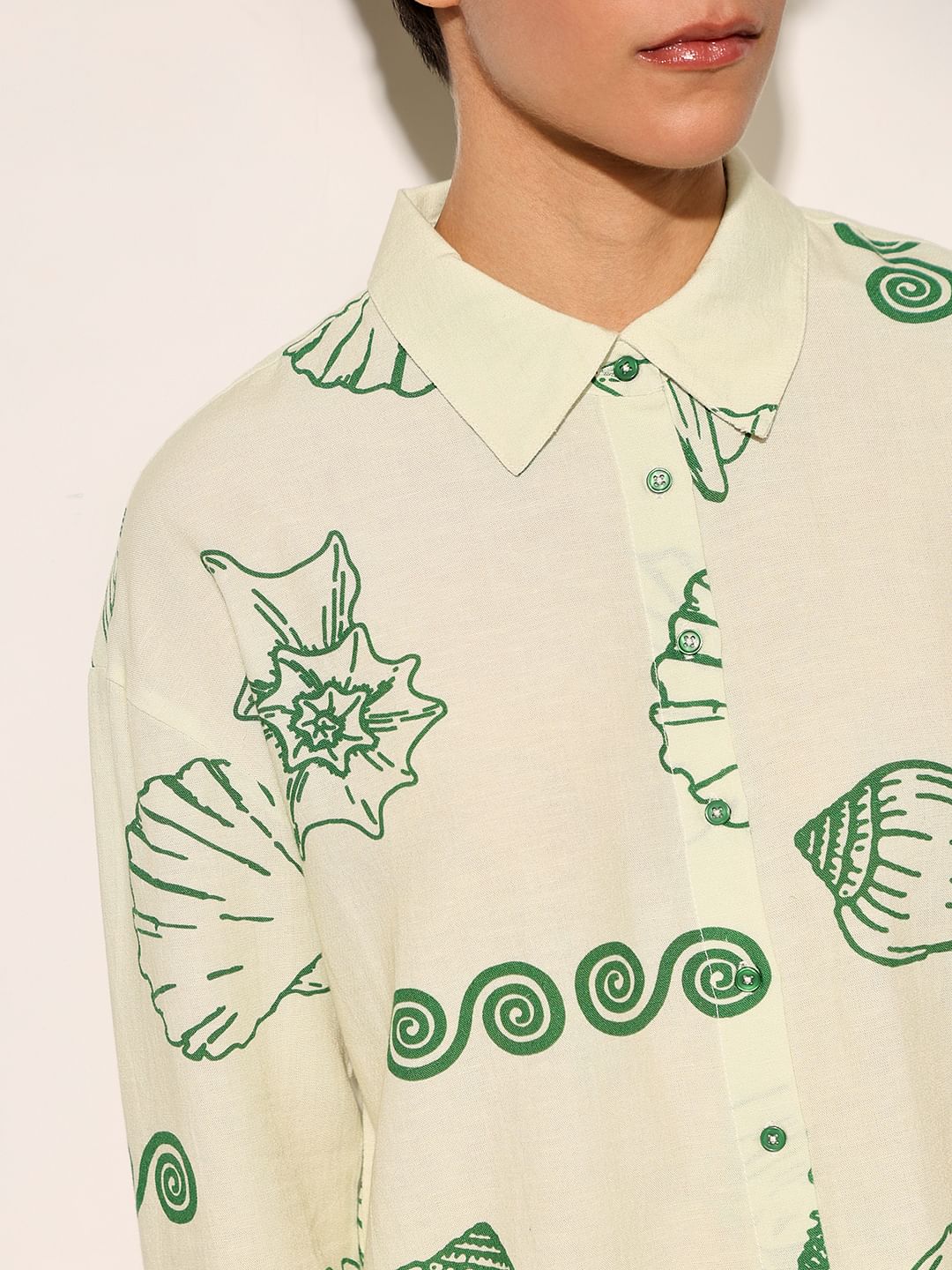 Green Seascape Print Shirt