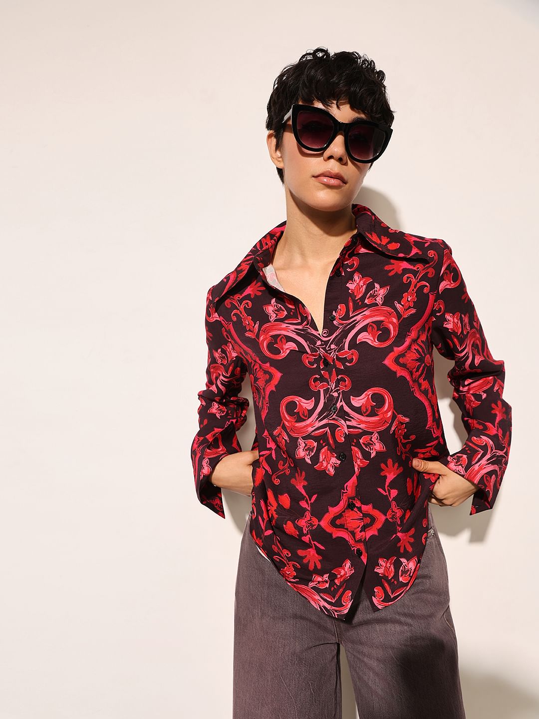 Black Abstract Print Shirt