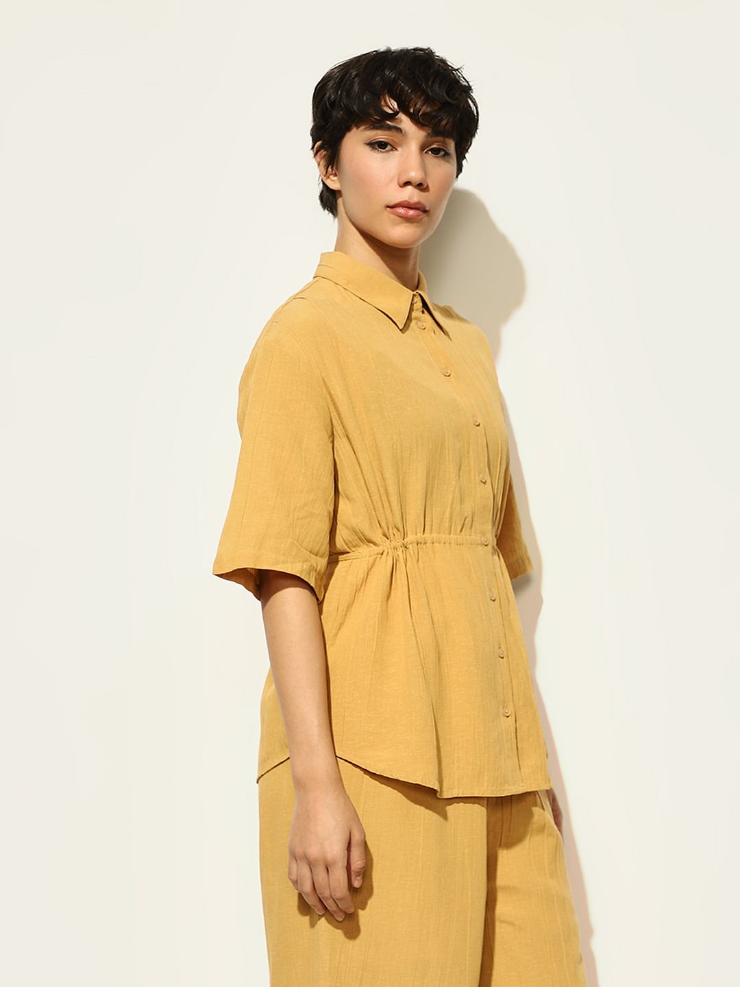 Mustard Cotton Co-Ord Set Shirt
