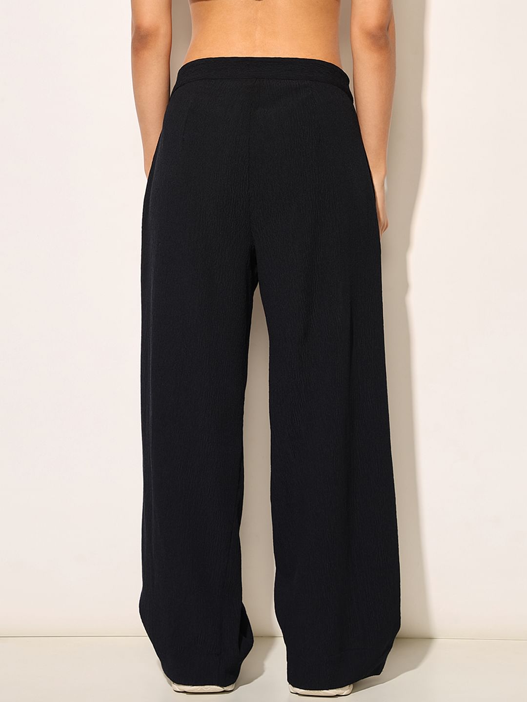 Dark Navy Crinkle Jersey Pants