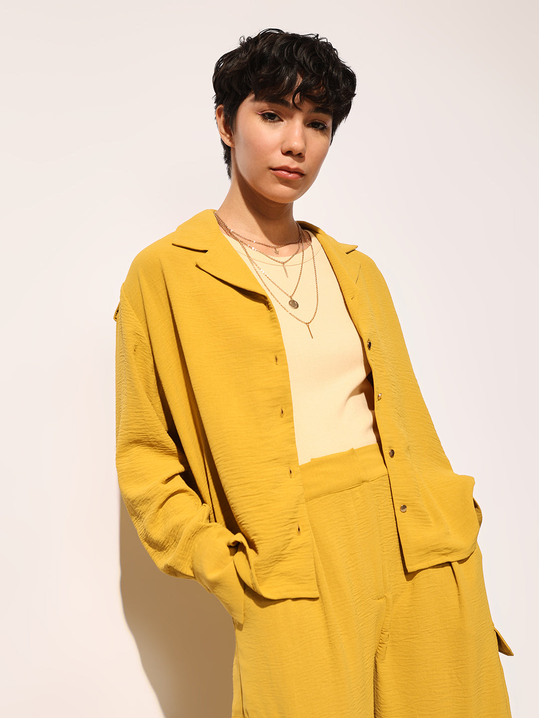 Mustard Shirt & Pants Co-ord Set