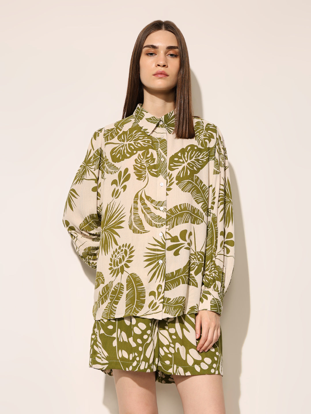 Green Tropical Print Co-ord Set