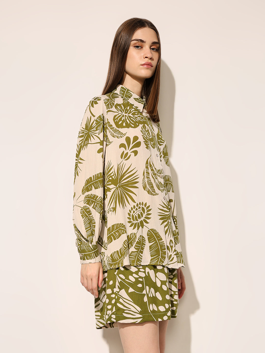 Green Tropical Print Co-ord Set