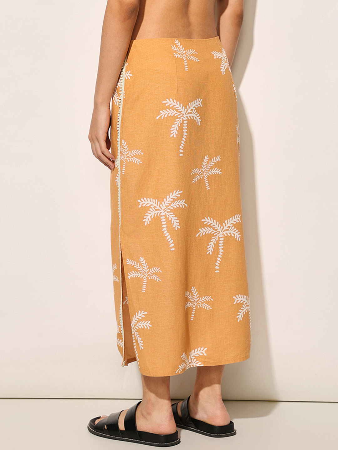 Orange Printed Shirt & Skirt Co-ord Set