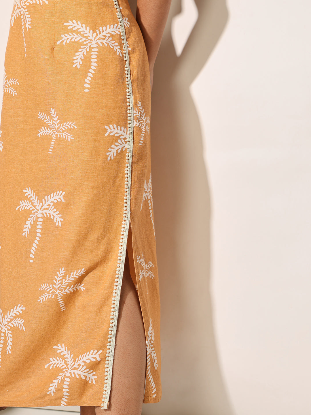 Orange Printed Shirt & Skirt Co-ord Set