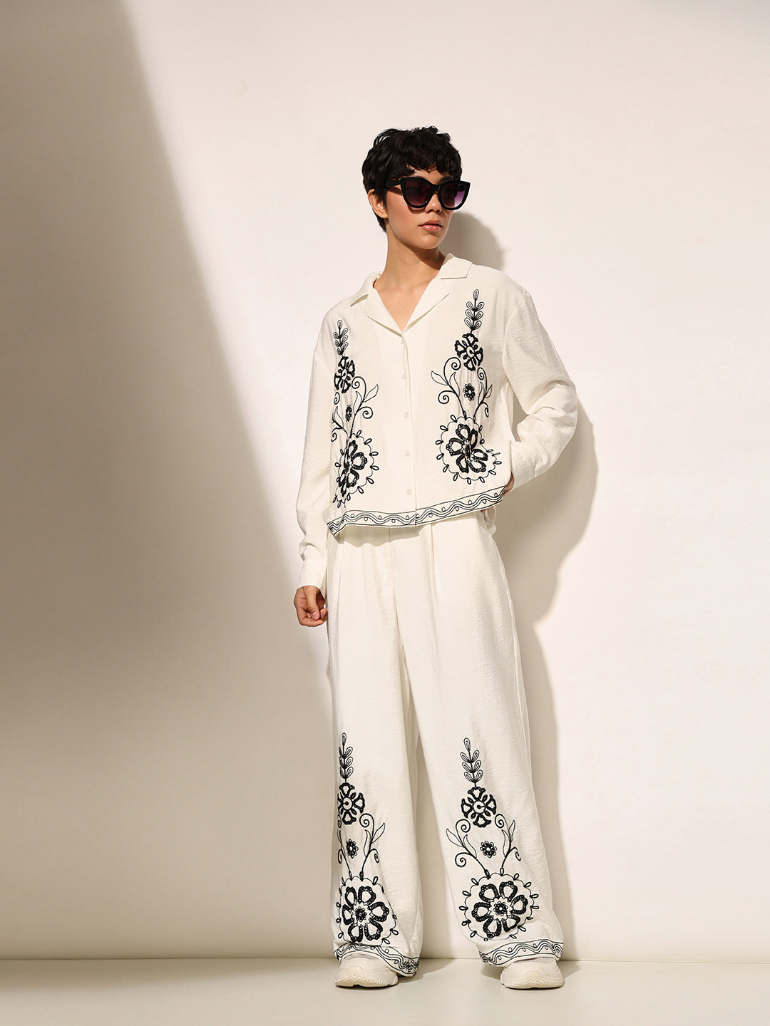 Embroidered Shirt & Pants Co-ord Set