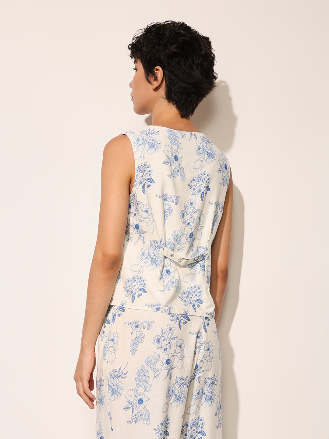 Floral Print Waistcoat & Pant Co-ord Set