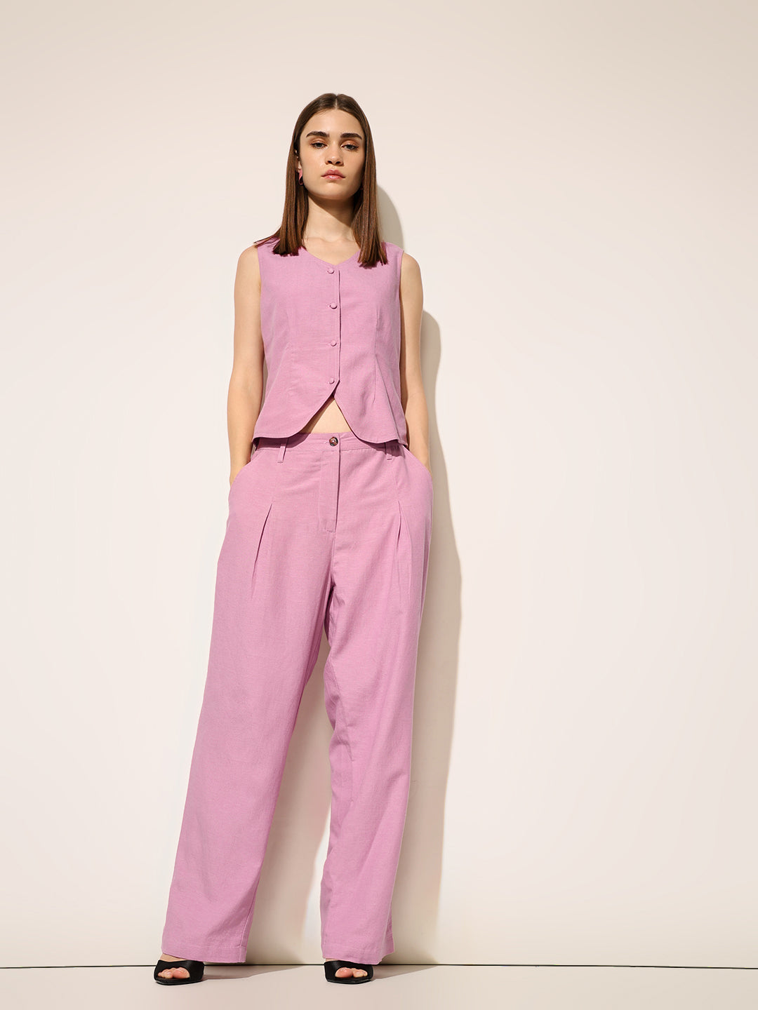 Mauve Waistcoat & Tailored Pant Co-ord Set