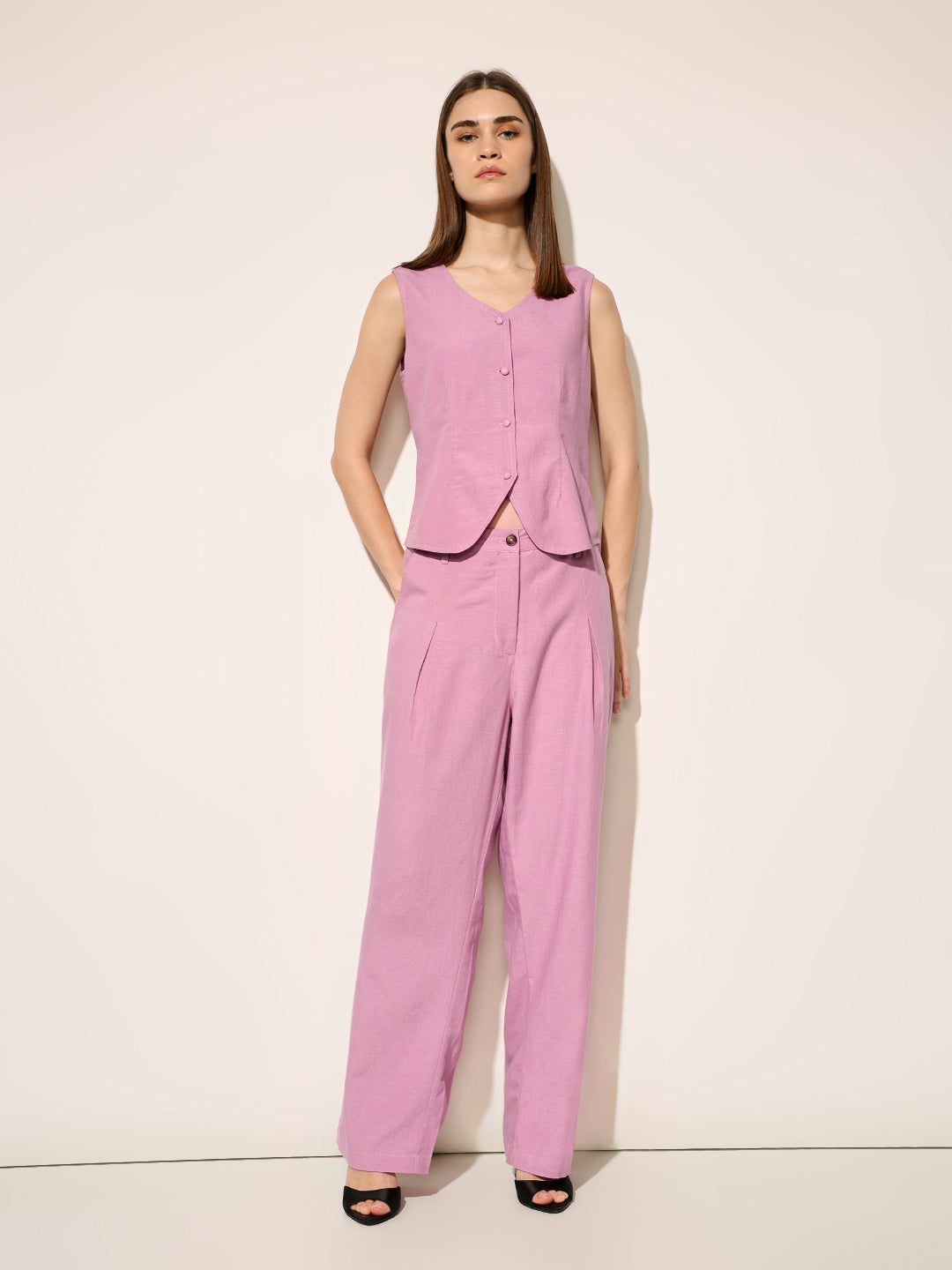 Mauve Waistcoat & Tailored Pant Co-ord Set