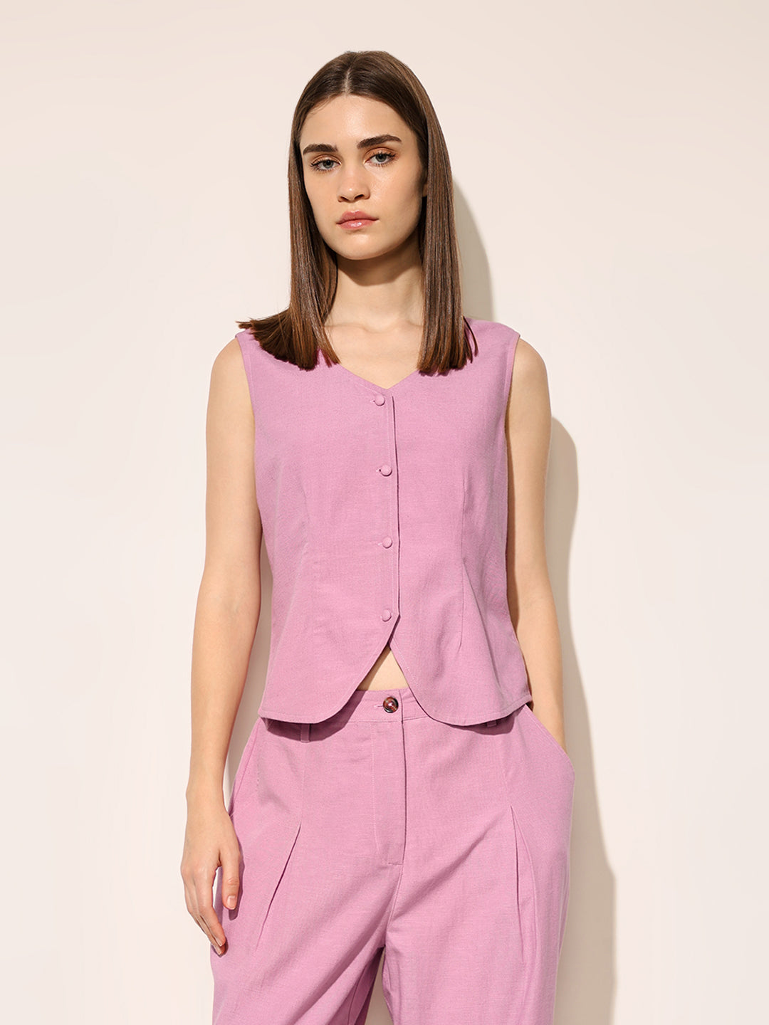 Mauve Waistcoat & Tailored Pant Co-ord Set