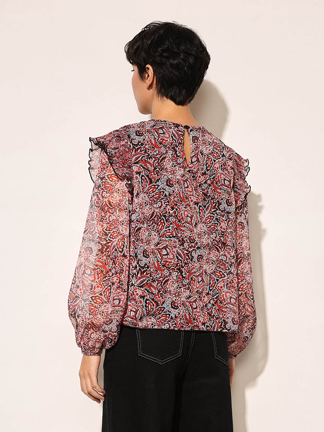 Multi-Colour Printed Chiffon Top