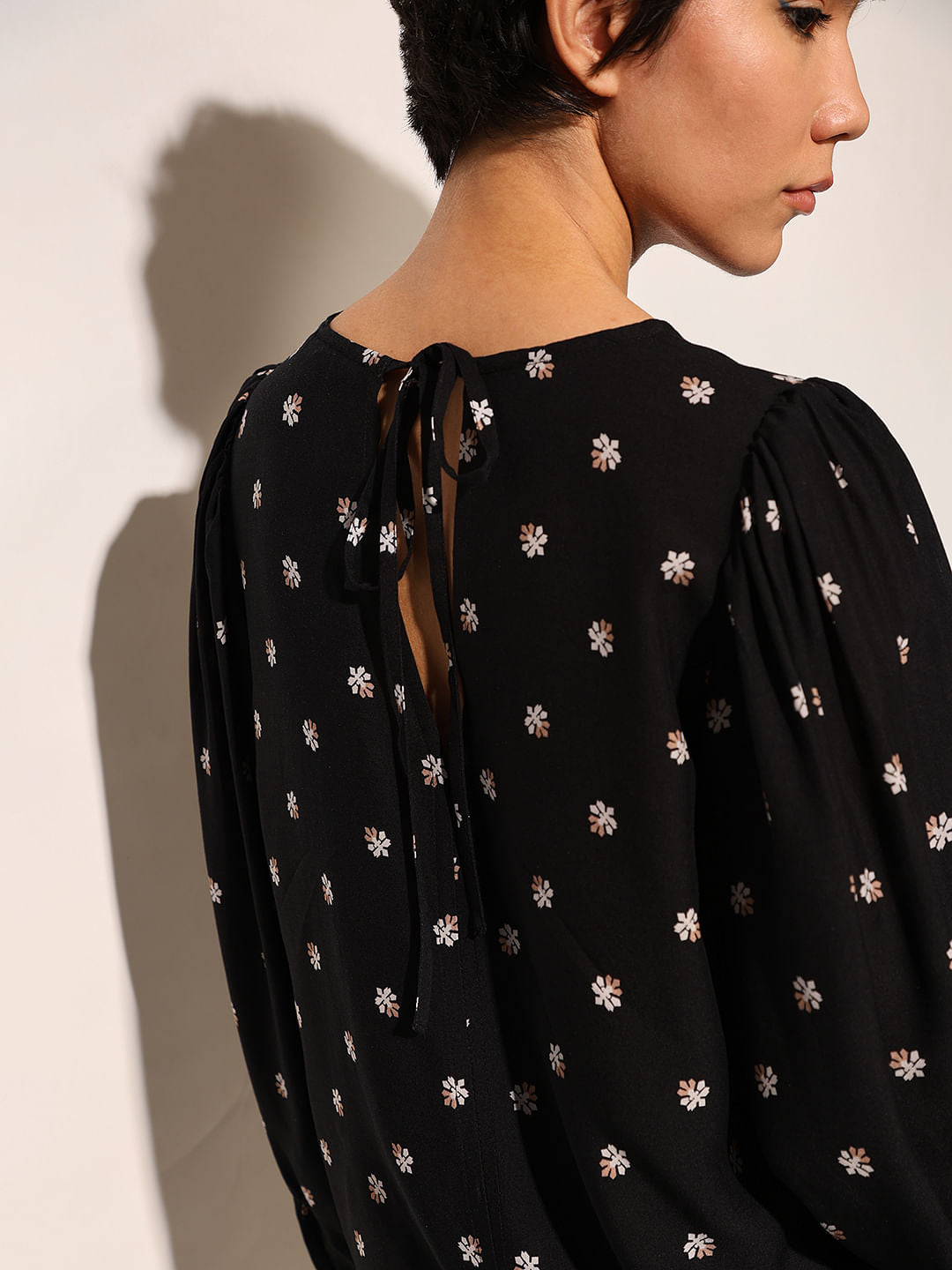 Black Printed Viscose Top