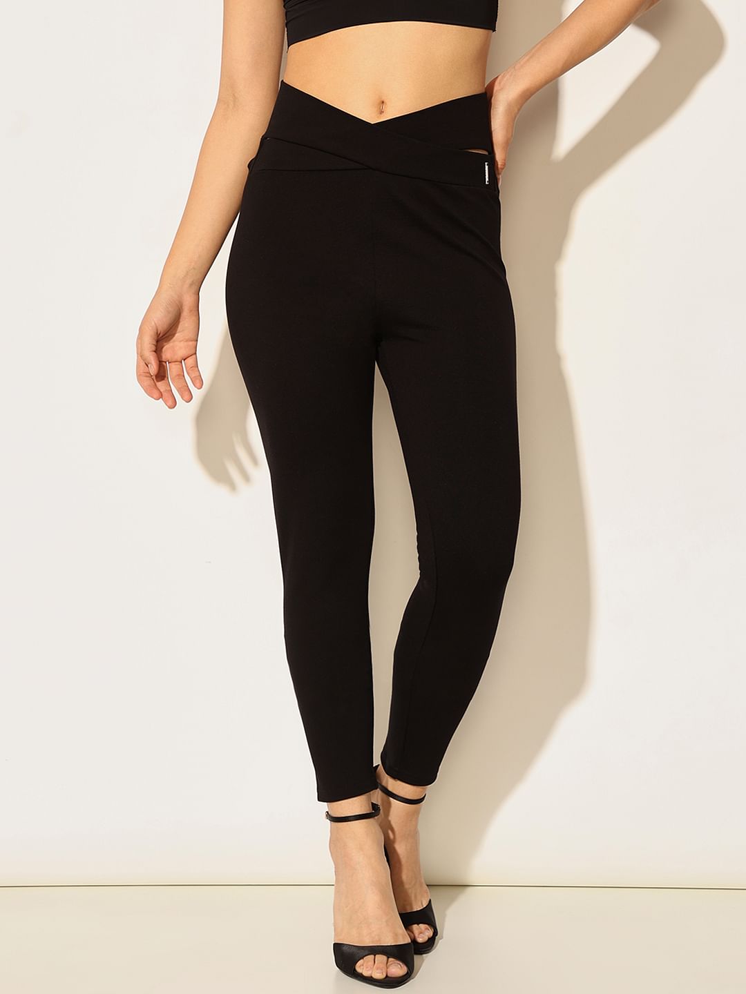 Black High Rise Stretchable Leggings