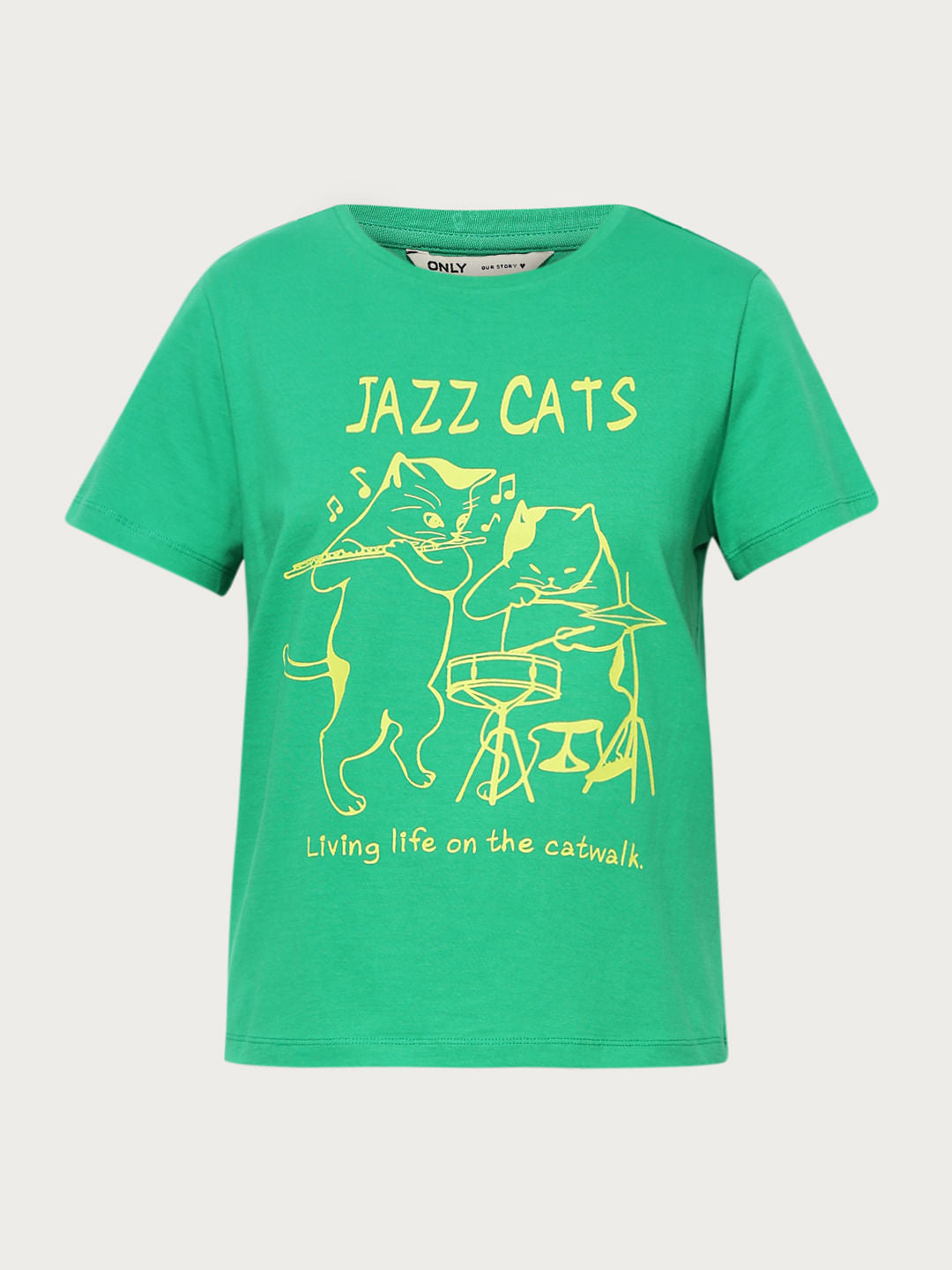 Green Printed Cotton T-Shirt