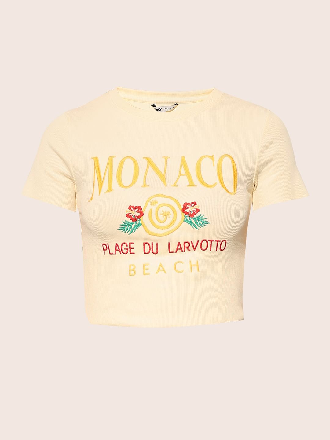 Yellow Ribbed Cropped T-Shirt