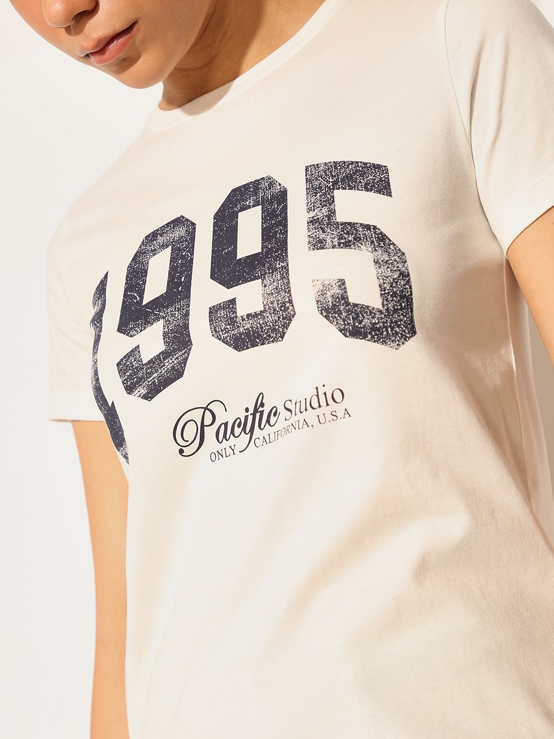 White Printed Cotton T-Shirt