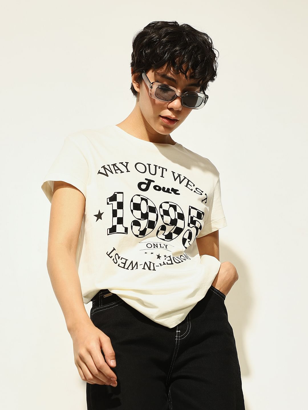 White Printed Cotton T-Shirt