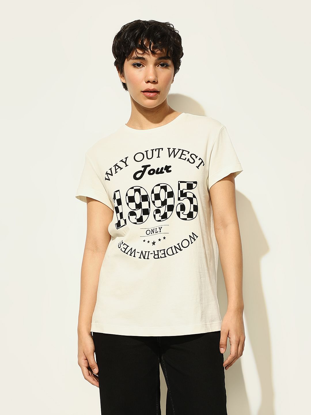 White Printed Cotton T-Shirt