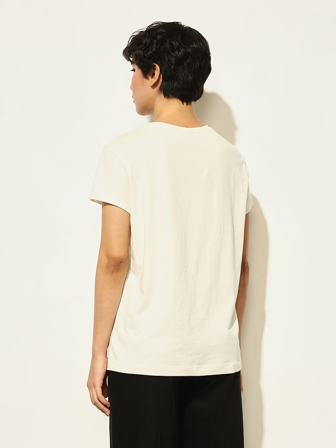 White Printed Cotton T-Shirt