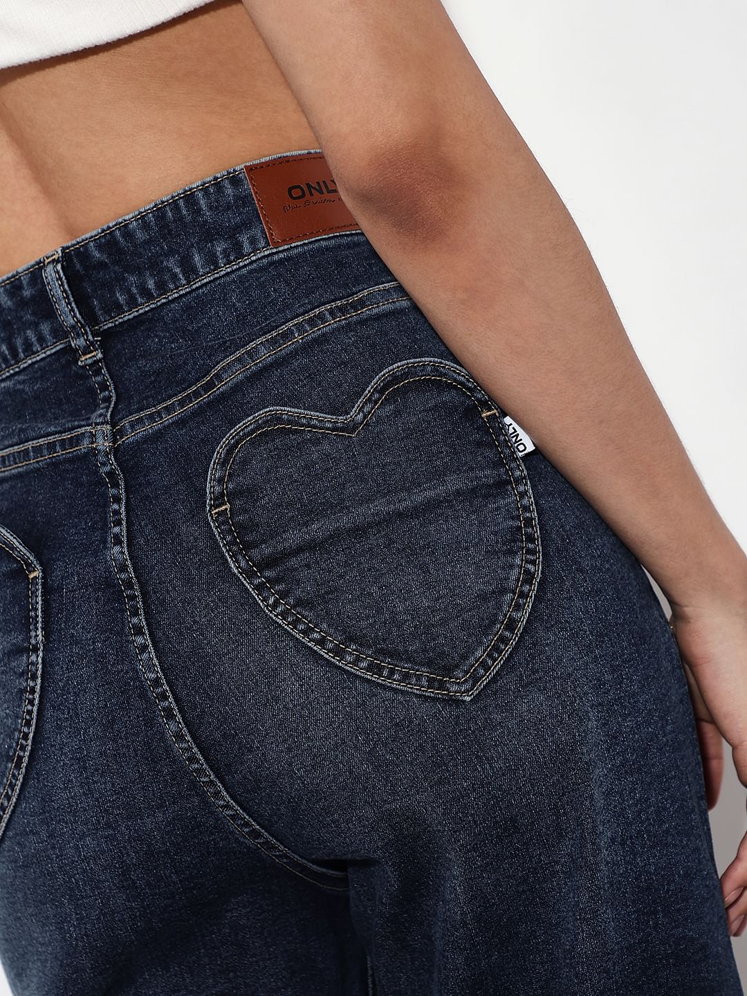 Dark Blue High Rise Straight Fit Jeans